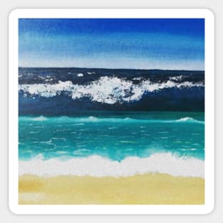 Beach Blue Waves Digital Oil Painting Sticker